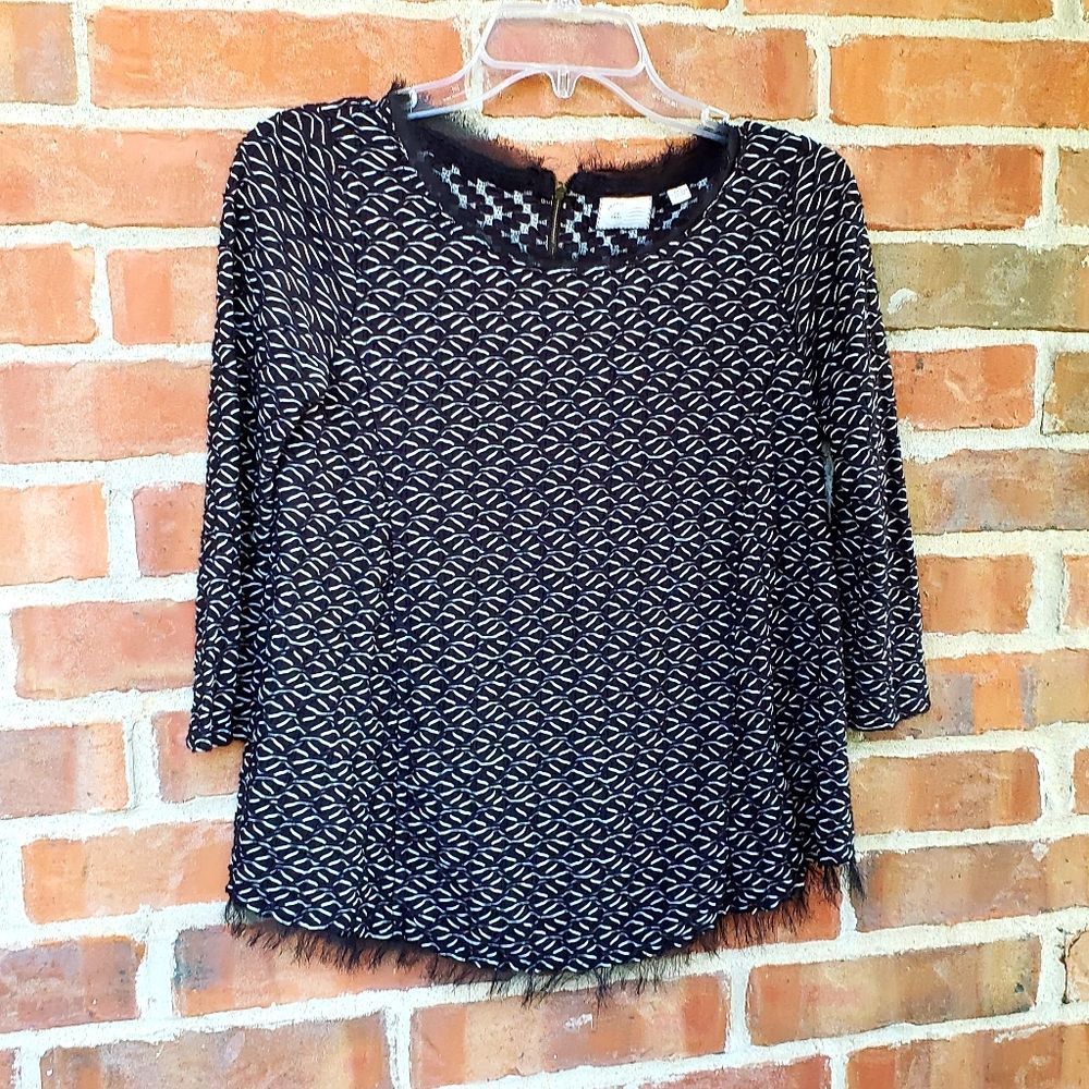 Anthropologie 9-H15 Stcl Black/ White 3/4 Sleeve